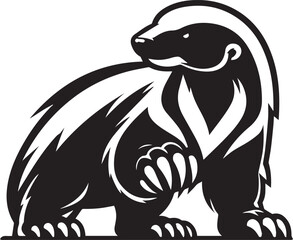 Honey Badger Vector in black and white 