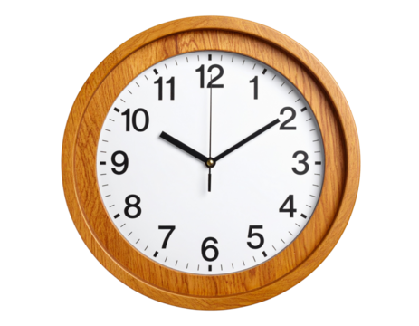 Classic Round Wall Clock with Roman Numerals, Front View, isolated on white background