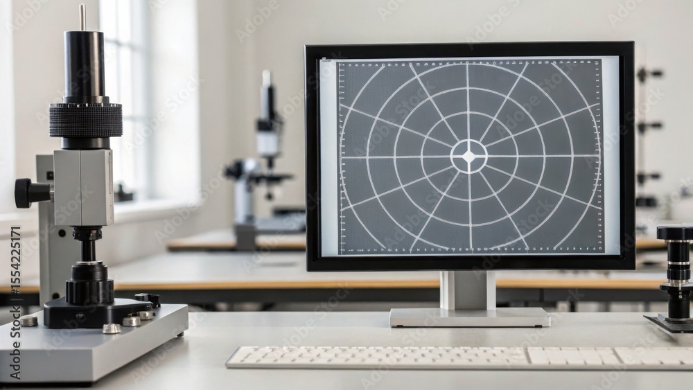 Aufkleber calibration equipment setup with monitor for shot analysis process