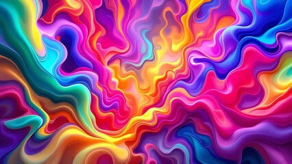 Obraz premium Swirling fluid forms vibrant neon hues abstract colorful