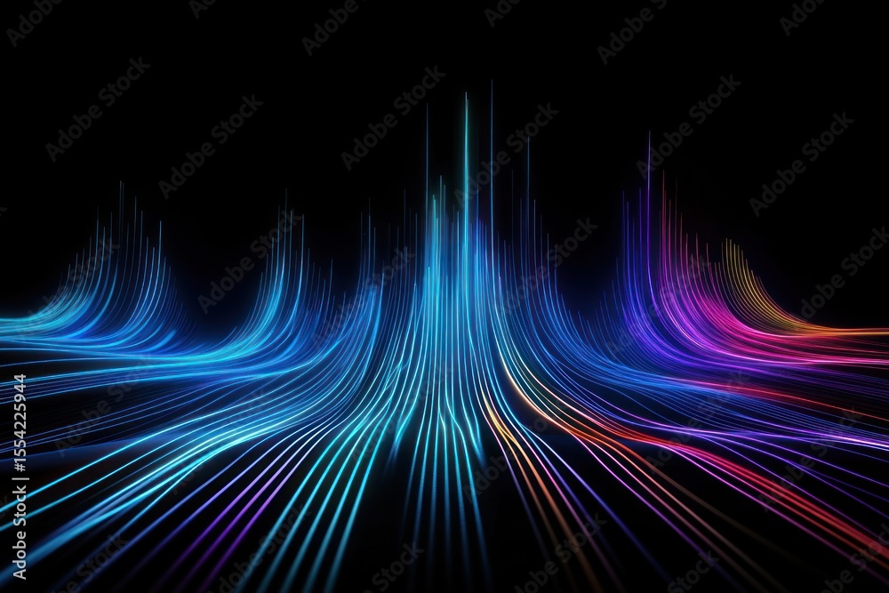 Wall mural glowing lines colorful patterns light.
