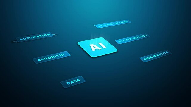 AI technology concept with keyword, looped animation