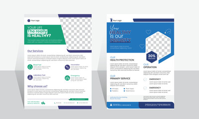 Creative healthcare medical flyer template design, a4 size brochure magazine advertisement.