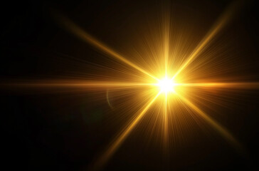 On a black background, bright golden light radiates like a dazzling starlight effect.