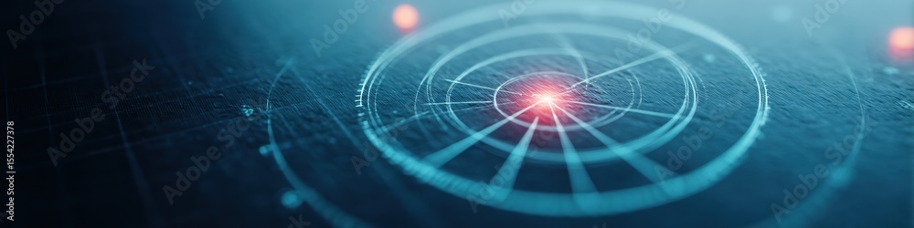 Poster Futuristic Radar Screen with Geometric Grid and Moving Object Detection for Advanced Surveillance and Fast Threat Monitoring in Security Technology