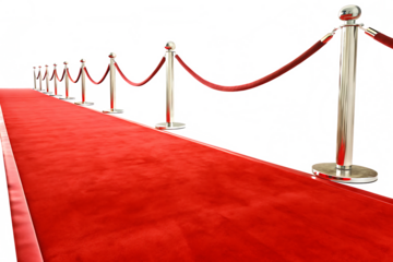 Red carpet entrance isolated on a white background png ai generated