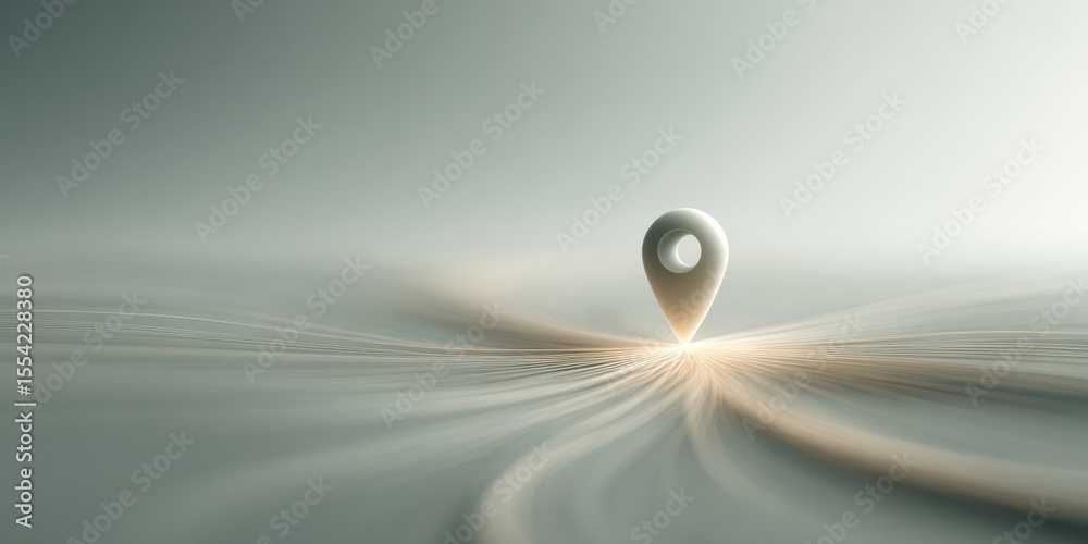Poster Futuristic Luminous Location Pin on Minimalist Digital Map with Radiating Data Lines for Real-Time Vehicle Tracking and Connectivity in Transportation Marketing