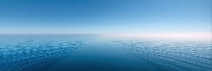 Serene Ocean Calm with Soft Mist and Hazy Sky Over Endless Saltwater Horizon for Mindfulness and Wellness Campaigns