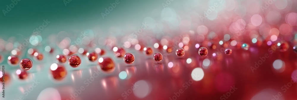 Aufkleber Abstract Quantum Pulse with Dynamic Red Spheres on Soft Focus Background - Modern Tech Innovation and Digital Design Concept