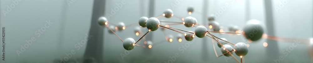 Aufkleber Quantum Collaboration Installation Featuring Atomic Structure and Interconnected Circuits in Advanced Technological Lab for Innovative Computing Industry