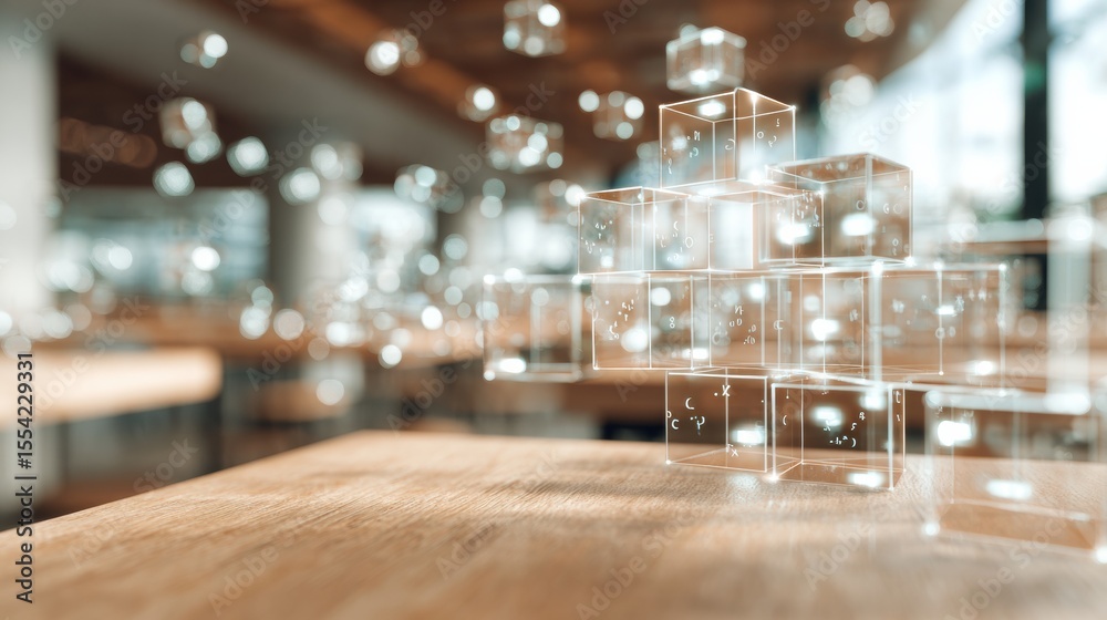 Aufkleber Quantum Analytics Visualization with Floating Translucent AI Algorithms and Multidimensional Data Fields in Modern Tech Environment for Business Innovation