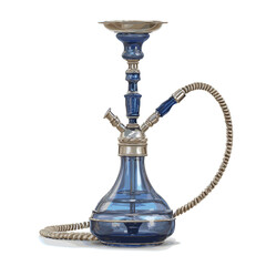 Traditional Middle Eastern Hookah with Ornate Blue Design
