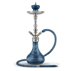 Traditional Middle Eastern Hookah with Ornate Blue Design