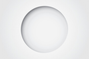 White bond paper rough textured with 3D circle shape frame paper cut style graphic illustration have blank space.
