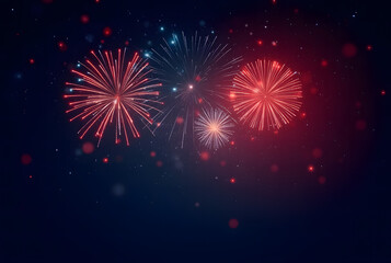 Colorful pyrotechnic explosions light up the night sky in a festive celebration