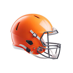 Fototapeta premium Bright Orange Football Helmet Isolated on White Background Perfect for Sports, Team Branding, or Athletic Gear Promotion