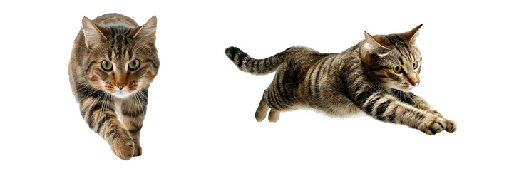 Brown Cats run Isolated on Transparent Background