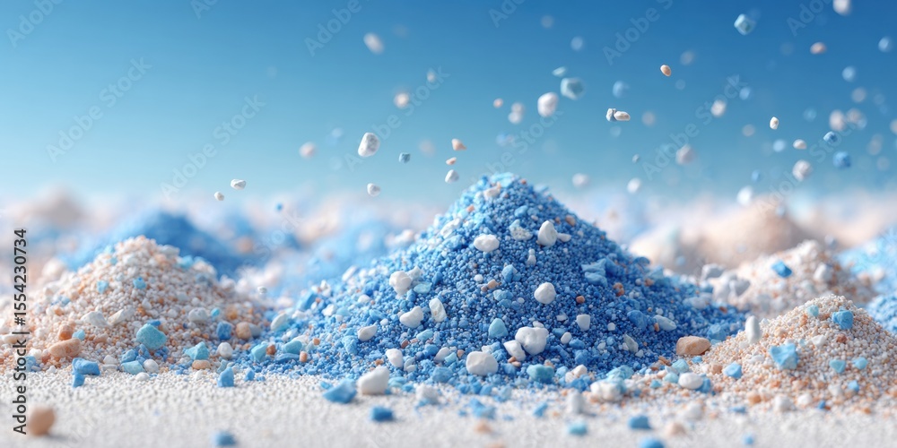 Aufkleber microplastic pollution close-up tiny plastic particles on surface highlight environmental hazard for