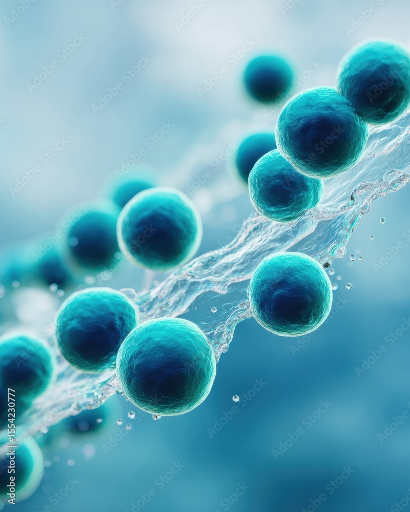 Aufkleber metabolic balance close-up of gut microbiome cells on intestinal lining showing cellular structures 