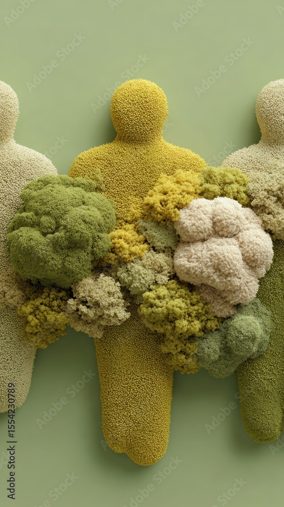 Poster metabolic balance visualization of human microbiome and immune interaction with abstract figures for