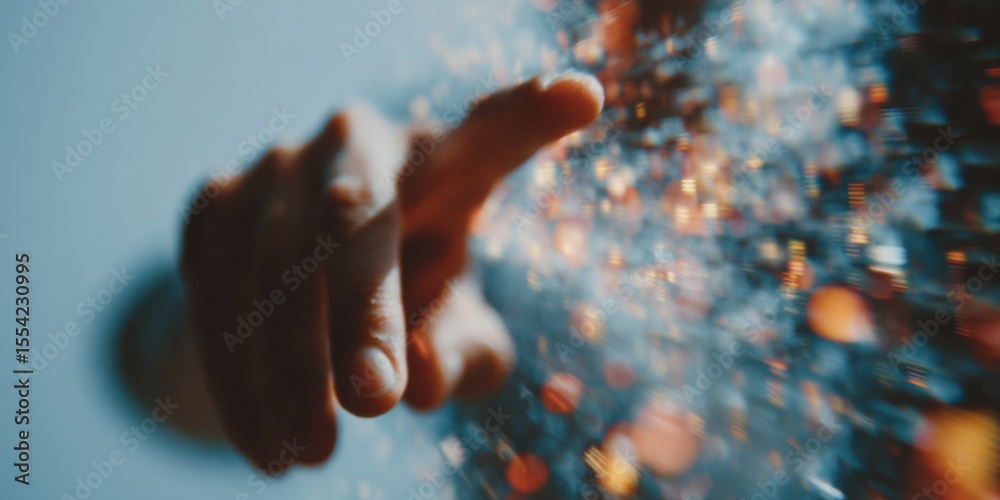 Poster futuristic loss mitigation digital interface with businessmans hand interacting featuring holographi