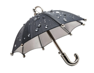 Black Umbrella with Water Drops on Surface in Studio Lighting