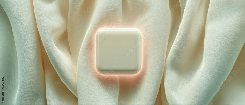 Aufkleber Glowing Modern Emergency Contact Phone Icon on Soft Fabric Background - Minimalist Communication Technology for Instant Support and Urgent Access