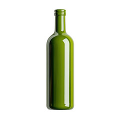 Elegant green glass wine bottle mockup isolated transparent background perfect for branding