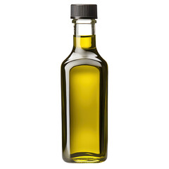 A Glass Bottle of Golden Olive Oil with Black Cap Perfect for Cooking and Healthy Diets isolated on transparent background