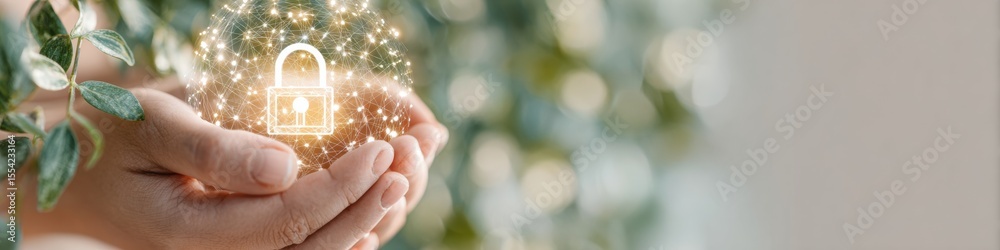 Aufkleber Digital Infrastructure Audit Concept with Glowing Network Sphere and Padlock Symbol Highlighting Cybersecurity and Data Integrity for IT Marketing