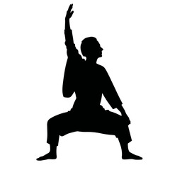 Elderly silhouette practicing yoga, healthy aging concept