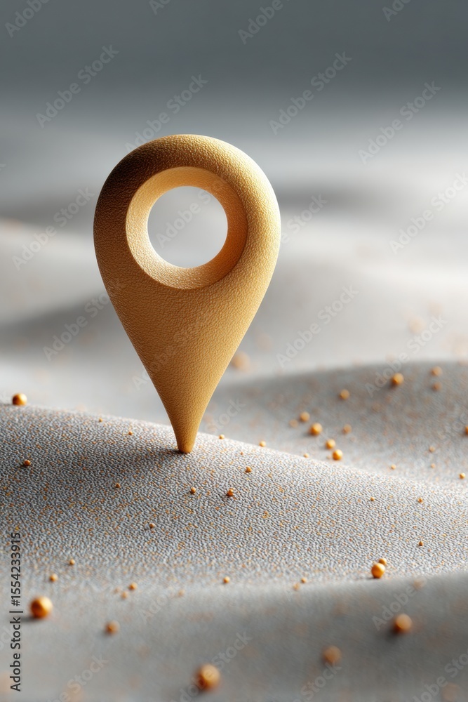 Fototapete Textured Location Pin Marker on Granular Surface with Digital City Data Points - Navigation Technology Marketing for Precision and Connectivity in Modern Mapping