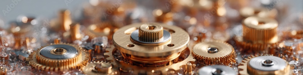 Aufkleber Futuristic Quantum Computing Core with Copper Gears and Superconducting Components on Lab Platform - Advanced Technology Breakthrough for Innovation