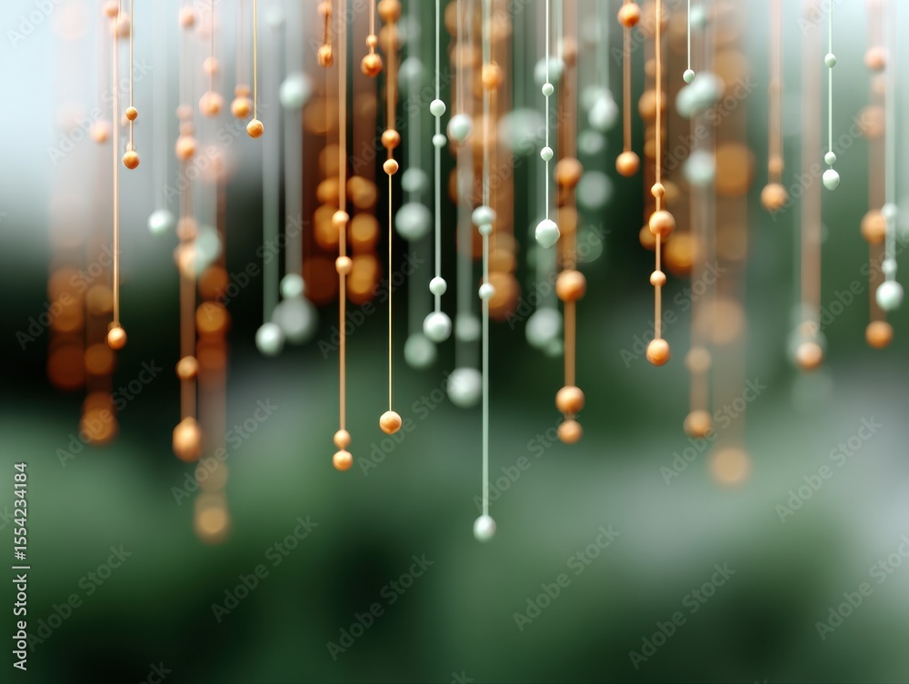 Aufkleber Modern abstract hanging beads design with soft focus and depth, representing serene organic patterns and contemporary decorative elements for creative spaces