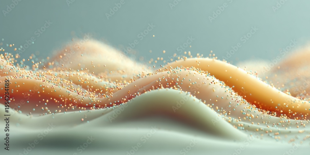 Leinwandbilder Quantum Analytics Wave of Small Particles on Soft Gradient Surface Representing Continuous Data Flow for Big Data and Tech Innovation Marketing