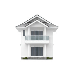 Modern White House with Glass Balcony and Contemporary Architecture in a Minimalist Style