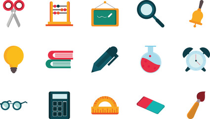 Back to School A Colorful Collection of Educational Icons and Supplies