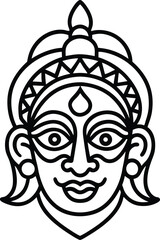 Symmetrical Line Art of Traditional Indian Mask