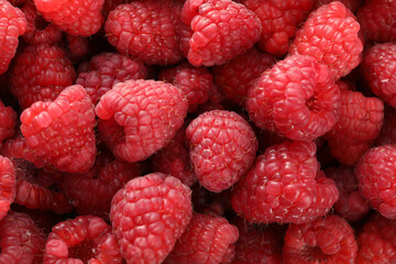 fresh raspberries on background, close up