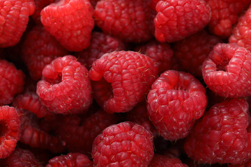 fresh raspberries on background, close up