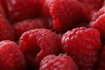 fresh raspberries on background, close up