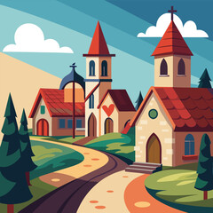 Naklejka premium vector illustration of church