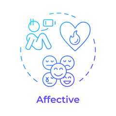 Affective blue gradient concept icon. Employee mood, psychology. Burnout syndrome, exhaustion. Round shape line illustration. Abstract idea. Graphic design. Easy to use in article, blog post
