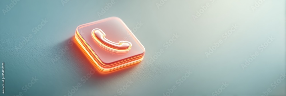 Poster Glowing Emergency Contact Phone Icon on Dark Digital Interface with Effect for Modern Call Center and Urgent Communication Services