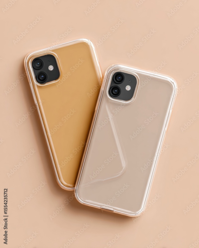 Poster Transparent Protective Smartphone Cases Displayed on Neutral Background Showing Precise Fit and Durable Daily Use for Modern Tech Users
