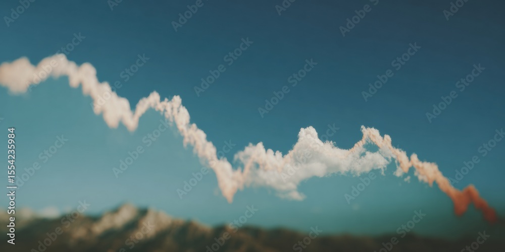 Poster steep declining stock market graph with sharp downturn on clear sky background for financial risk, e