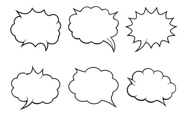 Fototapeta premium Comic Book Style Speech Bubbles; Blank, Outline, Vector Illustration