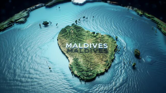 Detailed 3 d map visualization of maldives islands high resolution geographical illustration