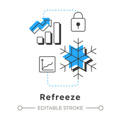 Refreeze modern linear concept icon. Organization culture. Reinforcing new behaviors. Lewin change management model. Flat outline elements connected with dotted lines. Creative visual. Easy to edit