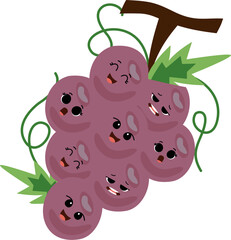 Hand draw Cute Fruit Characters Vector Set